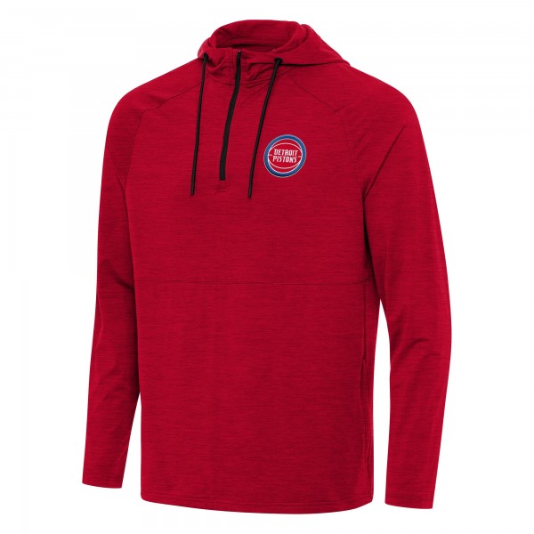 Detroit Pistons Antigua Heather Red Spikes Raglan Quarter-Zip Hoodie