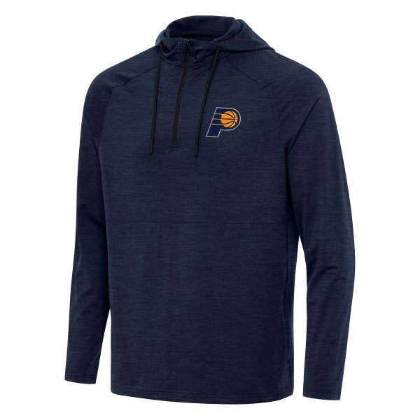Indiana Pacers Antigua Heather Navy Spikes Raglan Quarter-Zip Hoodie