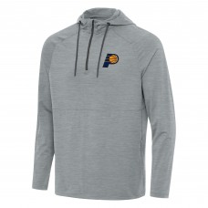 Indiana Pacers Antigua Heather Gray Spikes Raglan Quarter-Zip Hoodie