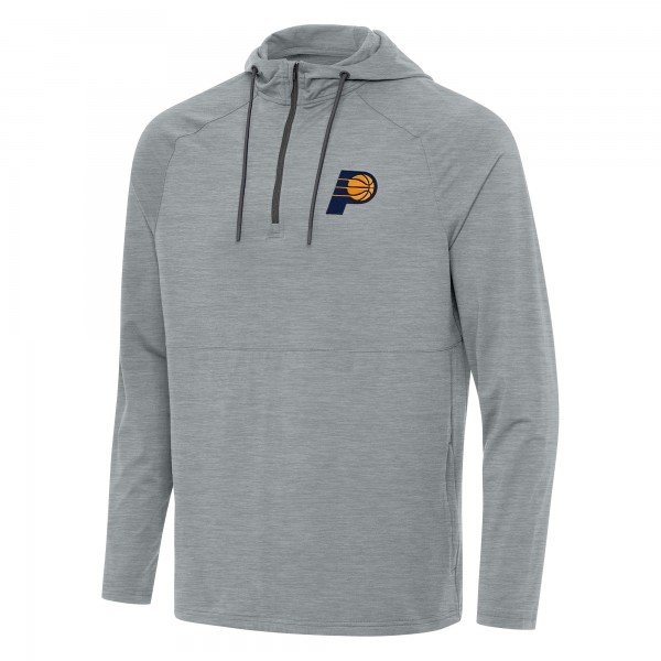 Indiana Pacers Antigua Heather Gray Spikes Raglan Quarter-Zip Hoodie