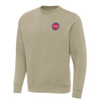 Detroit Pistons Antigua Khaki Victory Crewneck Pullover Sweatshirt
