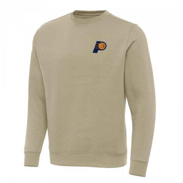 Indiana Pacers Antigua Khaki Victory Crewneck Pullover Sweatshirt