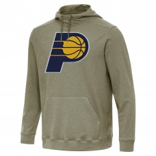 Indiana Pacers Antigua Heather Olive Cloud Pullover Hoodie