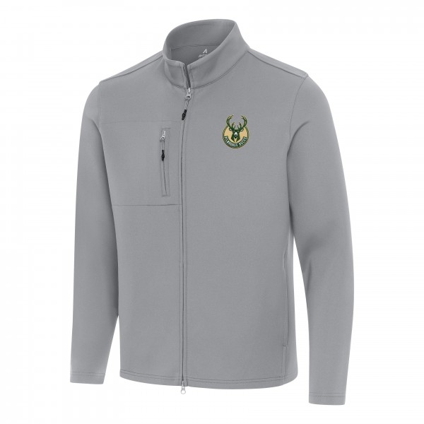 Кофта на молнии Milwaukee Bucks Antigua Objection Double-Peached - Gray