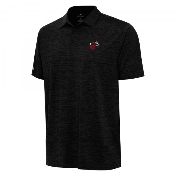 Miami Heat Antigua Heather Black Layout Polo