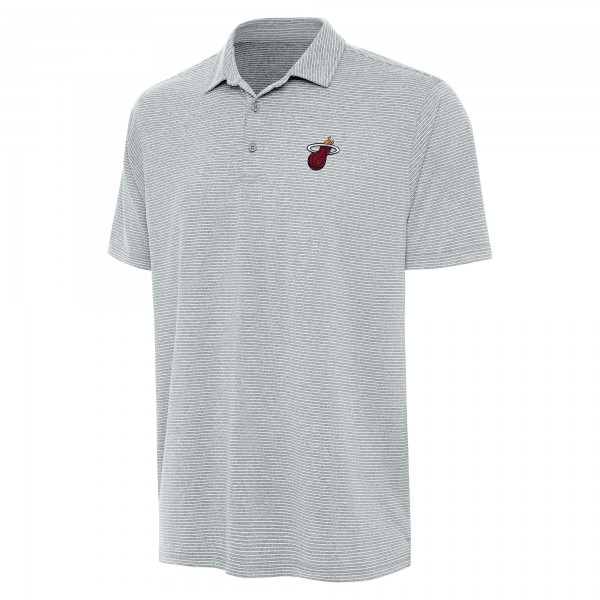 Miami Heat Antigua Heather Gray Scheme Polo