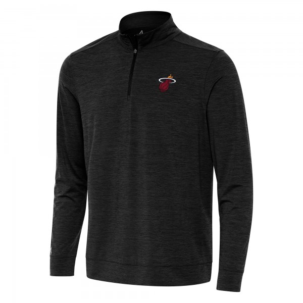 Miami Heat Antigua Heather Black Bright Quarter-Zip Top