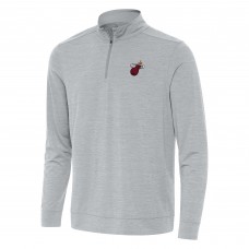 Miami Heat Antigua Heather Gray Bright Quarter-Zip Top