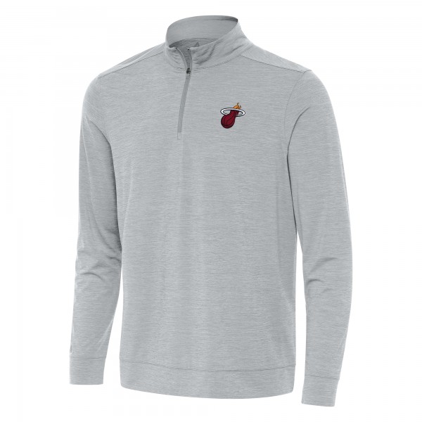 Miami Heat Antigua Heather Gray Bright Quarter-Zip Top