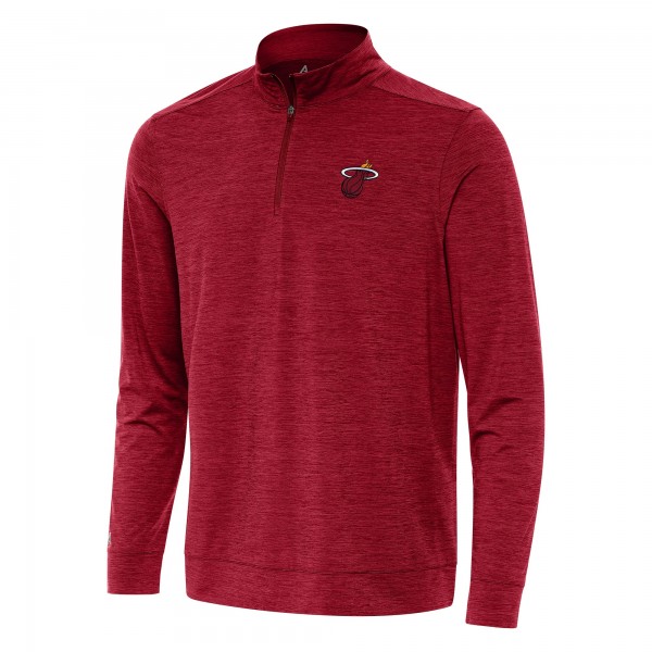 Miami Heat Antigua Cardinal Bright Quarter-Zip Top