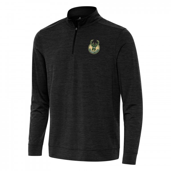 Кофта на короткой молнии Milwaukee Bucks Antigua Bright - Heather Black