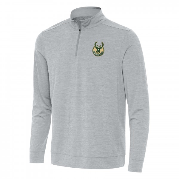 Кофта на короткой молнии Milwaukee Bucks Antigua Bright - Heather Gray