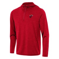 Miami Heat Antigua Heather Red Tidy Quarter-Zip Hoodie