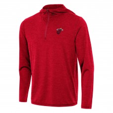 Miami Heat Antigua Heather Red Tidy Quarter-Zip Hoodie