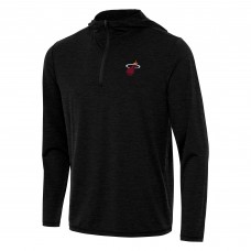 Miami Heat Antigua Heather Black Tidy Quarter-Zip Hoodie