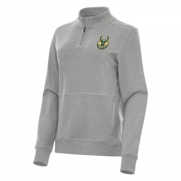 Кофта на короткой молнии Milwaukee Bucks Antigua Womens Crush Fleece - Heather Gray