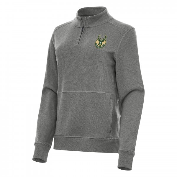 Кофта на короткой молнии Milwaukee Bucks Antigua Womens Crush Fleece - Heather Black
