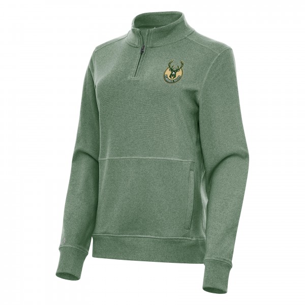 Кофта на короткой молнии Milwaukee Bucks Antigua Womens Crush Fleece - Hunter Green