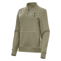 Кофта на короткой молнии Milwaukee Bucks Antigua Womens Crush Fleece - Olive