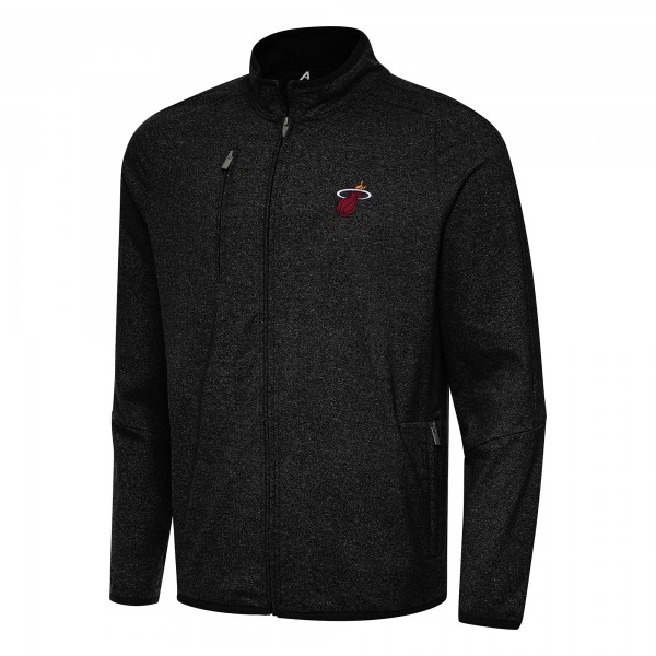 Кофта на молнии Miami Heat Antigua Heather Black Hold-Up Tri-Blend