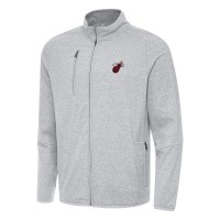 Кофта на молнии Miami Heat Antigua Heather Gray Hold-Up Tri-Blend