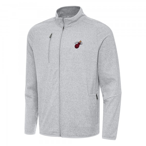 Кофта на молнии Miami Heat Antigua Heather Gray Hold-Up Tri-Blend