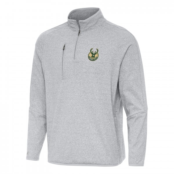 Кофта на короткой молнии Milwaukee Bucks Antigua Certain - Heather Gray