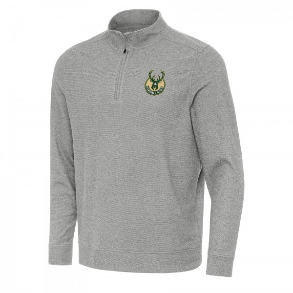 Кофта на короткой молнии Milwaukee Bucks Antigua Subtle - Heather Gray