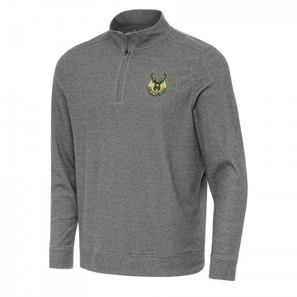 Кофта на короткой молнии Milwaukee Bucks Antigua Subtle - Heather Black