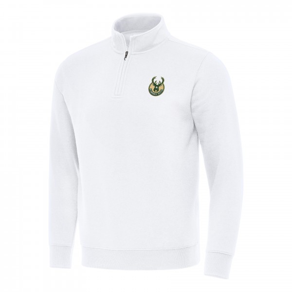 Кофта на короткой молнии Milwaukee Bucks Antigua Victory Mock - White