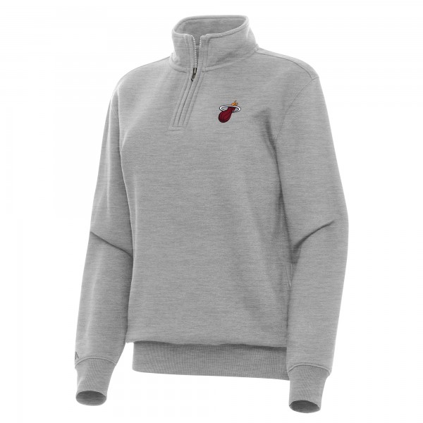 Женская Miami Heat Antigua Heather Gray Victory Quarter-Zip Sweatshirt