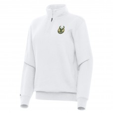 Кофта на короткой молнии Milwaukee Bucks Antigua Womens Victory - White