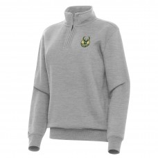 Женская Milwaukee Bucks Antigua Heather Gray Victory Quarter-Zip Sweatshirt