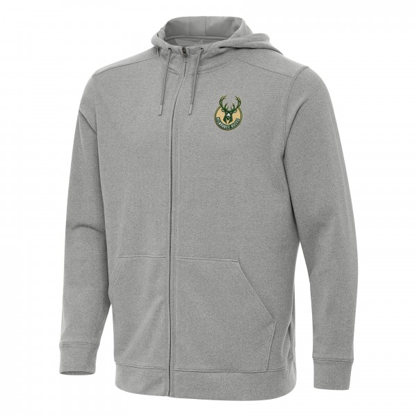 Толстовка на молнии Milwaukee Bucks Antigua Effortless - Heather Gray