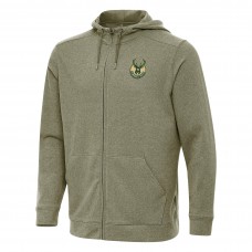 Толстовка на молнии Milwaukee Bucks Antigua Effortless - Olive