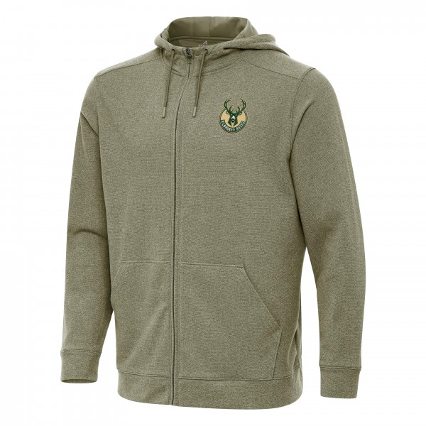 Толстовка на молнии Milwaukee Bucks Antigua Effortless - Olive