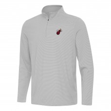 Miami Heat Antigua Gray Twine Quarter-Zip Top