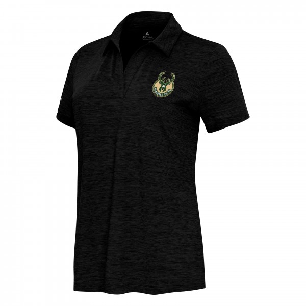 Поло Milwaukee Bucks Antigua Womens Layout V-Neck - Heather Black