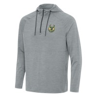 Толстовка на короткой молнии Milwaukee Bucks Antigua Spikes Raglan - Heather Gray