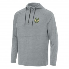 Толстовка на короткой молнии Milwaukee Bucks Antigua Spikes Raglan - Heather Gray