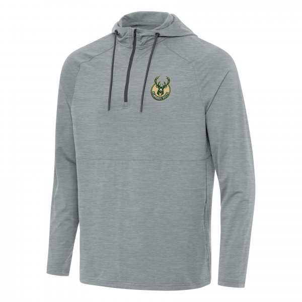 Толстовка на короткой молнии Milwaukee Bucks Antigua Spikes Raglan - Heather Gray