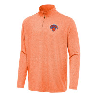 New York Knicks Antigua Heather Orange Hunk Quarter-Zip Top