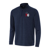 Philadelphia 76ers Antigua Heather Navy Bright Quarter-Zip Top