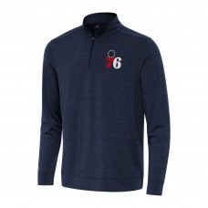 Philadelphia 76ers Antigua Heather Navy Bright Quarter-Zip Top