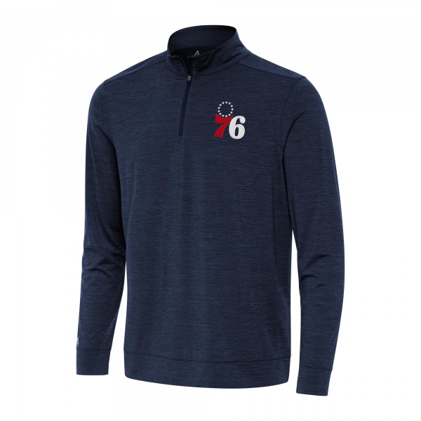 Philadelphia 76ers Antigua Heather Navy Bright Quarter-Zip Top