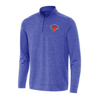 New York Knicks Antigua Heather Royal Bright Quarter-Zip Top