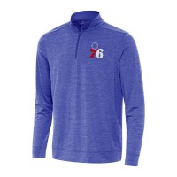 Philadelphia 76ers Antigua Heather Royal Bright Quarter-Zip Top