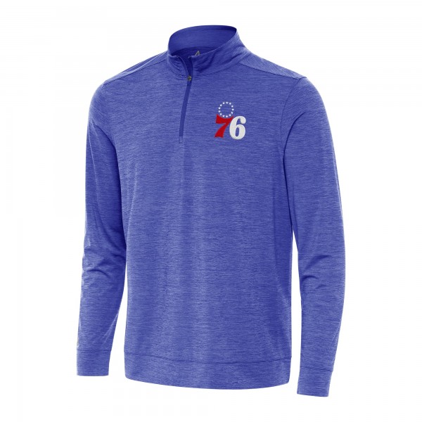 Philadelphia 76ers Antigua Heather Royal Bright Quarter-Zip Top