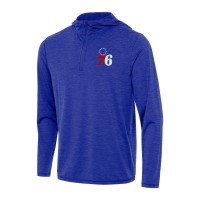 Philadelphia 76ers Antigua Heather Royal Tidy Quarter-Zip Hoodie