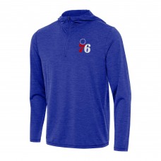 Philadelphia 76ers Antigua Heather Royal Tidy Quarter-Zip Hoodie